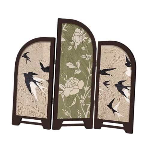 KiBcsLic Mini Paravent Zur Tischdekoration, 3 Teiliger Raumteiler mit Feng Shui Design, Style C KiBcsLic Mini Paravent Zur Tischdekoration, 3 Teiliger Raumteiler mit Feng Shui Design, Style C von KiBcsLic