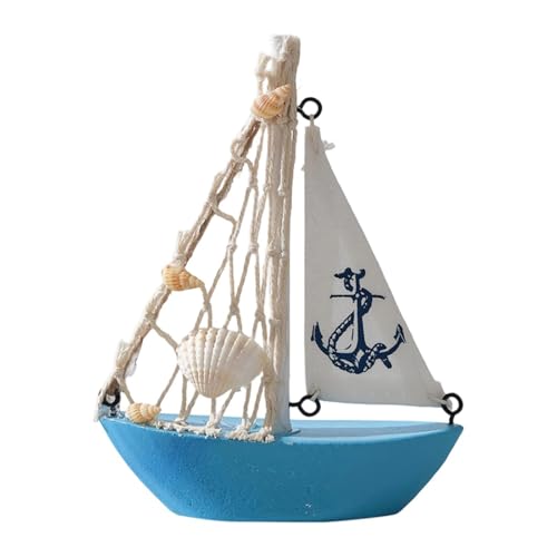 KiBcsLic Mini Segelboot Modell, Dekoratives Kunstwerk für Bücherregal Und Party Setup, Hellblau von KiBcsLic