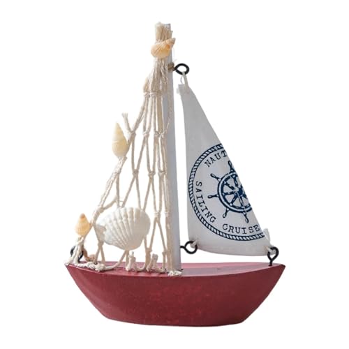 KiBcsLic Mini Segelboot Modell, Dekoratives Kunstwerk für Bücherregal Und Party Setup, Rot von KiBcsLic