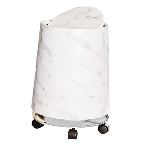 KiBcsLic Mülleimer Marmor Abfallbehälter Papierkorb Abfalleimer mit Inneneinsatz Pflegeleichtes Doppelwand Design Pp für Badezimmer Arbeitsbereich W, White M von KiBcsLic