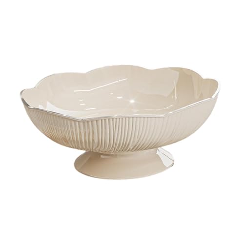 KiBcsLic Obstschale auf Ständer, Dekorative Schale für Die Küchenarbeitsplatte, für Küche, Zuhause, Hochzeit, Cremeweiß von KiBcsLic