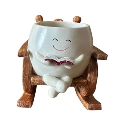 KiBcsLic Pflanzgefäß Schaukelstuhl Blumentopf Übertopf Dekorativ Harz Kreatives Geschenk für Haus Wohnzimmer Büro Bücherregal Schreibtisch, Weiß KiBcsLic Pflanzgefäß Schaukelstuhl Blumentopf Übertopf Dekorativ Harz Kreatives Geschenk für Haus Wohnzimmer Büro Bücherregal Schreibtisch, Weiß von KiBcsLic