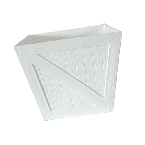 KiBcsLic Pflanzkübel Quadratischer Pflanzkasten Blumentopf Übertopf Aus Kunstharz mit Drainagesystem Im Klassischen Holz Look für Wohnzimmer Terrasse Balkon Ga, Weiß von KiBcsLic