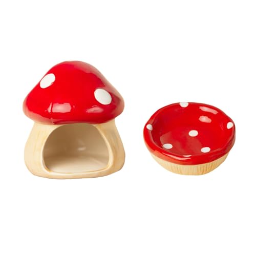 KiBcsLic Pilzförmiges Hamsterhaus mit Futternapf, geeignet für Frettchen und Zwerghamster, Rot KiBcsLic Pilzförmiges Hamsterhaus mit Futternapf, geeignet für Frettchen und Zwerghamster, Rot von KiBcsLic