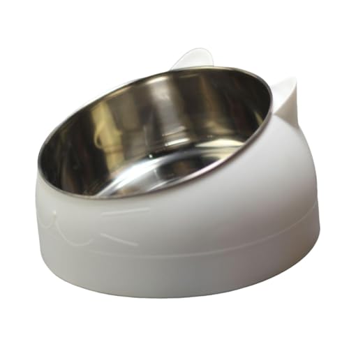 KiBcsLic Raised Cat Bowl Futterschale Futternapf Fressnapf mit 15 Grad Geneigter Schale Aus Edelstahl Abnehmbar Und Tragbar für Katzen Kleine Hunde zu Hau, Weiß KiBcsLic Raised Cat Bowl Futterschale Futternapf Fressnapf mit 15 Grad Geneigter Schale Aus Edelstahl Abnehmbar Und Tragbar für Katzen Kleine Hunde zu Hau, Weiß von KiBcsLic