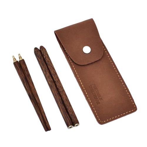KiBcsLic Reise Essstäbchen Als Faltbares Essbesteck Und Holz Utensilien Sowie Outdoor Geschirr mit Leichtem Design Zum Auseinandernehmen mit Etui für Festivals, Braun von KiBcsLic