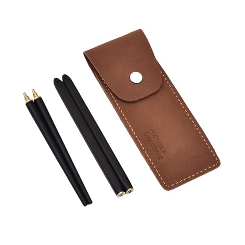 KiBcsLic Reise Essstäbchen Als Faltbares Essbesteck Und Holz Utensilien Sowie Outdoor Geschirr mit Leichtem Design Zum Auseinandernehmen mit Etui für Festivals, Schwarz von KiBcsLic