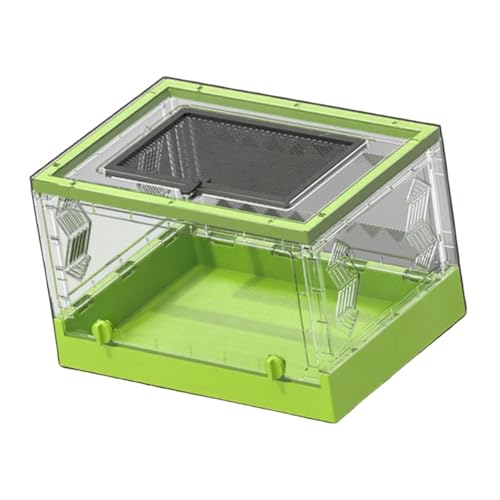 KiBcsLic Reptilienterrarium Klappbares Transparente Reptilienterrarium mit Belüftetem Schiebedeckel Frontöffnung Desktop Haustierbehausung Aus für S, GrÜn von KiBcsLic