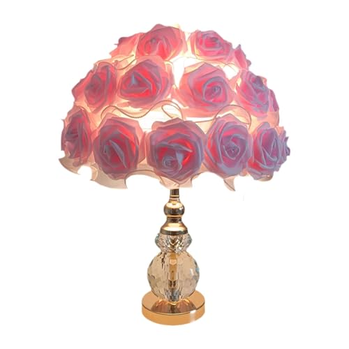 KiBcsLic Rose Tischlampe LED Nachttischleuchte Blütenlampe Aus Seide Handgefertigt Romantische Stimmung für Schlafzimmer Wohnzimmer Büro Geschenk Home Dekorati, Rosa von KiBcsLic