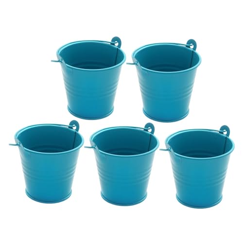 KiBcsLic Sammlung von 5 Mini Metalleimern Zur Bürodekoration Und Bepflanzung, Blau von KiBcsLic