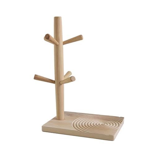 KiBcsLic Schlüsselablage Organizer für Den Eingangstisch, Multifunktionale Sammelablage, Kaffeetassenbaum für Armbänder, Tischuhren, Telefon, Runde Musterbasis von KiBcsLic