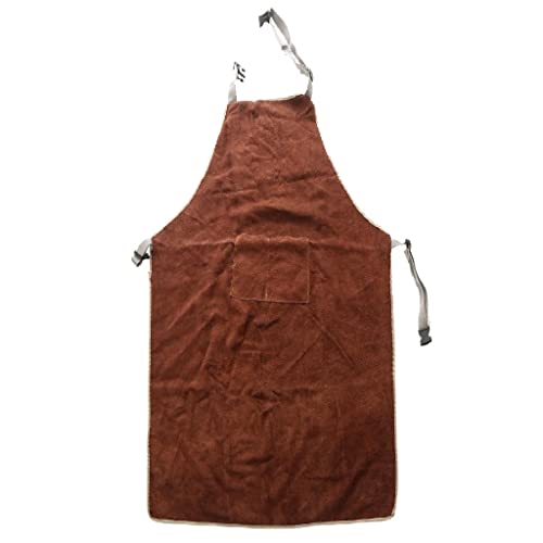 KiBcsLic Schweißschürze Schweißerkleidung Sicherheitsarbeitsanzug Schutzschürze Als Schutzausrüstung Aus Strapazierfähigem Rindsleder Bietet Schutz vor Hitze, Dunkelblau 95x65cm von KiBcsLic