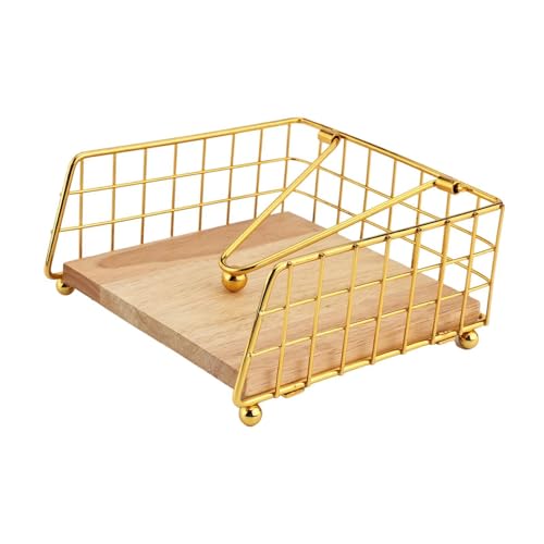 KiBcsLic Serviettenhalter Praktischer Serviettenspender Und Papierhalter Nützlicher Küchenhelfer Aus Eisen mit Holzbasis Und Stabilem Haltearm für Esstisch Kaf, Gold KiBcsLic Serviettenhalter Praktischer Serviettenspender Und Papierhalter Nützlicher Küchenhelfer Aus Eisen mit Holzbasis Und Stabilem Haltearm für Esstisch Kaf, Gold von KiBcsLic