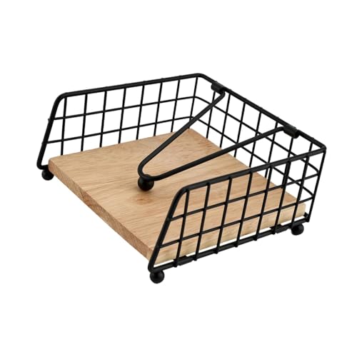 KiBcsLic Serviettenhalter Praktischer Serviettenspender Und Papierhalter Nützlicher Küchenhelfer Aus Eisen mit Holzbasis Und Stabilem Haltearm für Esstisch Kaf, Schwarz KiBcsLic Serviettenhalter Praktischer Serviettenspender Und Papierhalter Nützlicher Küchenhelfer Aus Eisen mit Holzbasis Und Stabilem Haltearm für Esstisch Kaf, Schwarz von KiBcsLic