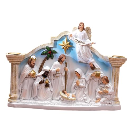 KiBcsLic Set mit Weihnachtskrippenfiguren, Krippenfiguren, Harzstatuen, Sammlerstücken für Religiöse Zwecke, Weiß KiBcsLic Set mit Weihnachtskrippenfiguren, Krippenfiguren, Harzstatuen, Sammlerstücken für Religiöse Zwecke, Weiß von KiBcsLic
