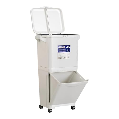 KiBcsLic Sortiermülleimer mit Rollen für den Innenbereich, geeignet für Küche und Schlafzimmer, 45 Liter von KiBcsLic