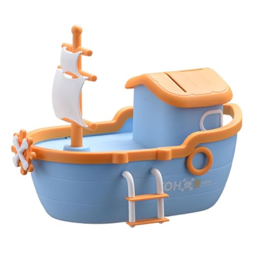 KiBcsLic Spardose Piratenschiff Geldbox Sparschwein Kinder Sparbüchse Aus Robustem PP Material für Kinderzimmer Schreibtisch Büro Geschenk, Orange von KiBcsLic