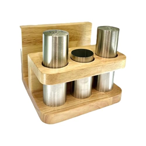 KiBcsLic Und Pfefferstreuer Set Gewürzbox Tragbarer Haushalt mit Serviettenhalter Pfefferflasche Zum Backen Kochen Restaurants, Edelstahl Holz KiBcsLic Und Pfefferstreuer Set Gewürzbox Tragbarer Haushalt mit Serviettenhalter Pfefferflasche Zum Backen Kochen Restaurants, Edelstahl Holz von KiBcsLic