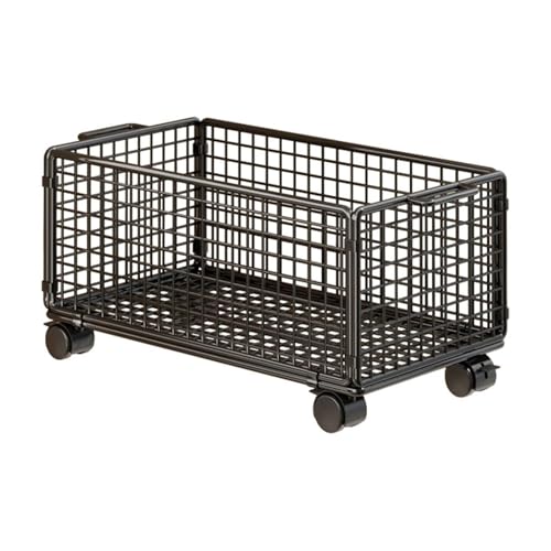 KiBcsLic Under Desk Storage Cart Rollender Datei Organizer Aufbewahrungsbox Mobil Bücherregal Eisen Mesh mit Rädern für Arbeitsplatz Schule Wohnung, Schwarz, S von KiBcsLic
