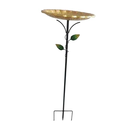 KiBcsLic Vogeltränke Und Vogelbad Als Futterschale Gartenstecker Und Vogelfutterhaus mit Stabiler Metallkonstruktion Und Erdspieß für Die Aufstellung An Zäune, Gold KiBcsLic Vogeltränke Und Vogelbad Als Futterschale Gartenstecker Und Vogelfutterhaus mit Stabiler Metallkonstruktion Und Erdspieß für Die Aufstellung An Zäune, Gold von KiBcsLic