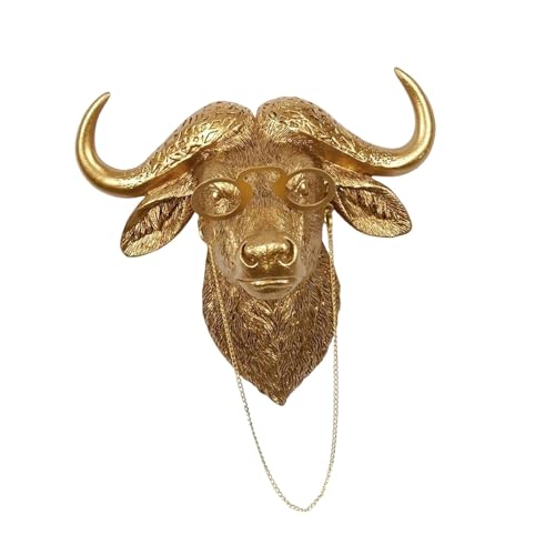 KiBcsLic Wandskulptur als Büffelkopf Figur Und Wanddekoration EIN Tierkopf Ornament aus Kunstharz für eine Markante Wandgestaltung für Eingangsbereiche, Gold KiBcsLic Wandskulptur als Büffelkopf Figur Und Wanddekoration EIN Tierkopf Ornament aus Kunstharz für eine Markante Wandgestaltung für Eingangsbereiche, Gold von KiBcsLic