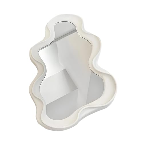 KiBcsLic Wandspiegel Hängespiegel Tischspiegel Und Schminkspiegel in Asymmetrischer Gestaltung mit Kratzfestem Glas für Den Täglichen Gebrauch für Mädchenz, Weiß KiBcsLic Wandspiegel Hängespiegel Tischspiegel Und Schminkspiegel in Asymmetrischer Gestaltung mit Kratzfestem Glas für Den Täglichen Gebrauch für Mädchenz, Weiß von KiBcsLic