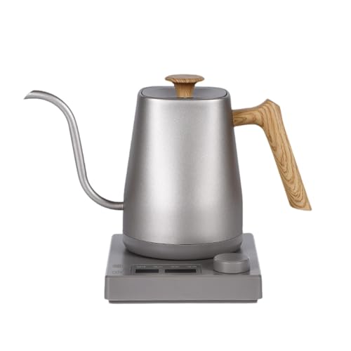 KiBcsLic Wasserkocher Edelstahlkessel mit Schwanenhals Ausguss Und Zeitschaltuhr Elektrischer Teekessel Und Heißwasserspender für Die Zubereitung von Kaffee U, Splitterholzmaserung von KiBcsLic