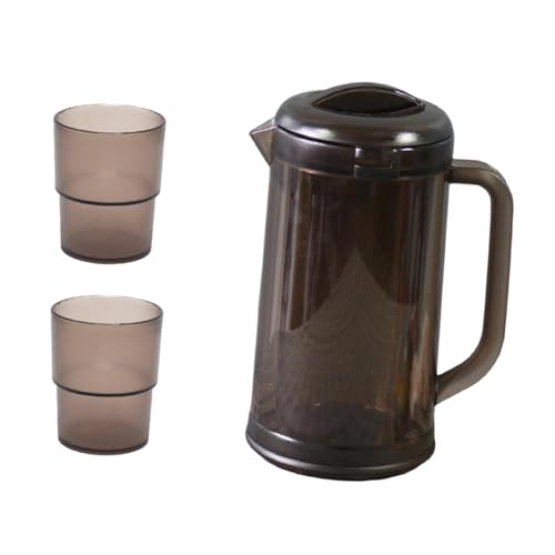KiBcsLic Wasserkrug, Teekanne, Leicht, Auslaufsicher, Großer Doppelwandiger Eisteekrug, Gläser, 57 Küchen, Kühlschränke, Restaurants, Dunkelbraun von KiBcsLic