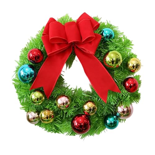 KiBcsLic Weihnachtskranz Türkranz Adventskranz Tannengirlande Fensterdekoration Realistisch Aus PVC mit Kugeln Und Schleife für Zuhause Büro Und Festliche Anl, 30cm von KiBcsLic