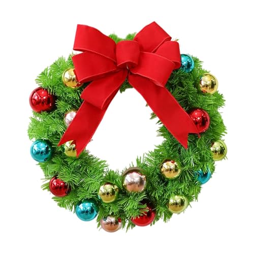 KiBcsLic Weihnachtskranz Türkranz Adventskranz Tannengirlande Fensterdekoration Realistisch Aus PVC mit Kugeln Und Schleife für Zuhause Büro Und Festliche Anl, 40cm von KiBcsLic