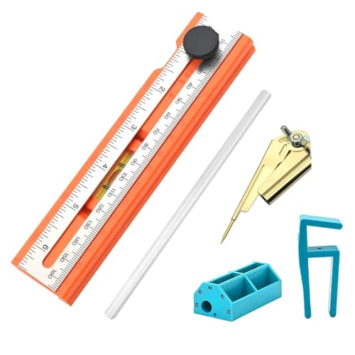 KiBcsLic Woodworking Lineal Präzises Tiefenmesslineal für Handwerker mit Integrierter Wasserwaage Verstellbarem Winkel Anreiß Und Positionierlineal Aus PP für, 5 Stück von KiBcsLic