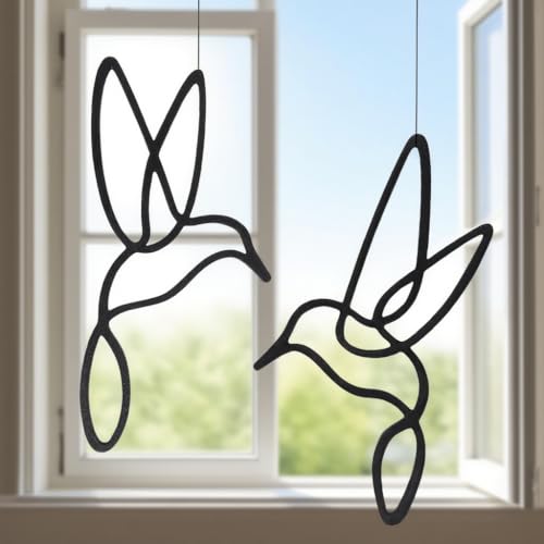 Lineart Vögelset zum Aufhängen | Elegant Zeitloses Design fensterdeko hängend | Fensterdeko Hängend Modern | Ganzjährige Fensterdeko hängend | Fensterschmuck | Frühlingsdeko | Wanddeko von KiBlithemor