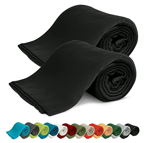 KiGATEX 2er Pack Polar Fleecedecke Uni - Tagesdeckenset - Sofaüberwurf - 130x160 cm - ca. 420g pflegeleicht – Oeko-Tex Zertifiziert - schwarz von KiGATEX