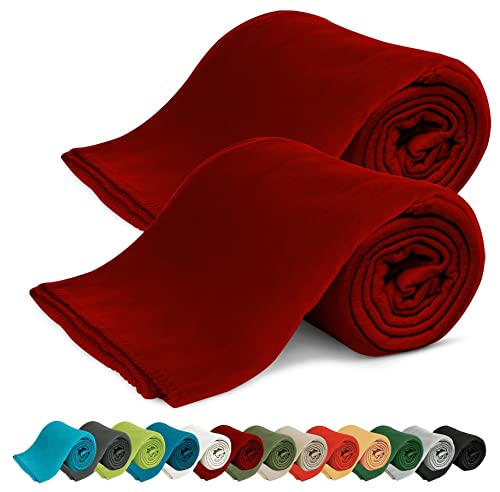 KiGATEX 2er Pack Polar Fleecedecke Uni - Tagesdeckenset - Sofaüberwurf - 130x160 cm - ca. 420g pflegeleicht – Oeko-Tex Zertifiziert - Bordeaux von KiGATEX