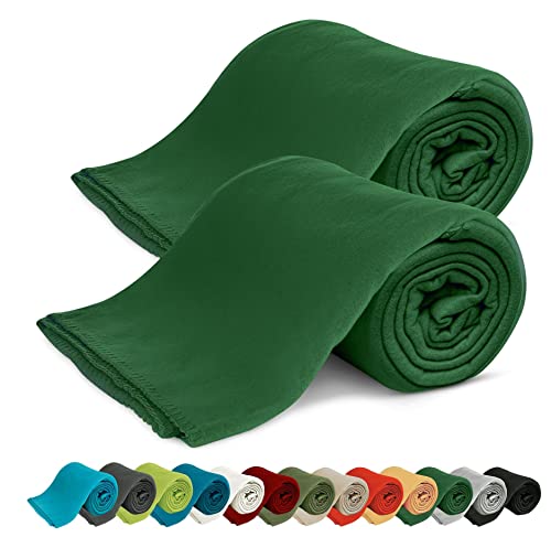 KiGATEX 2er Pack Polar Fleecedecke Uni - Tagesdeckenset - Sofaüberwurf - 130x160 cm - ca. 420g pflegeleicht – Oeko-Tex Zertifiziert - Moos von KiGATEX