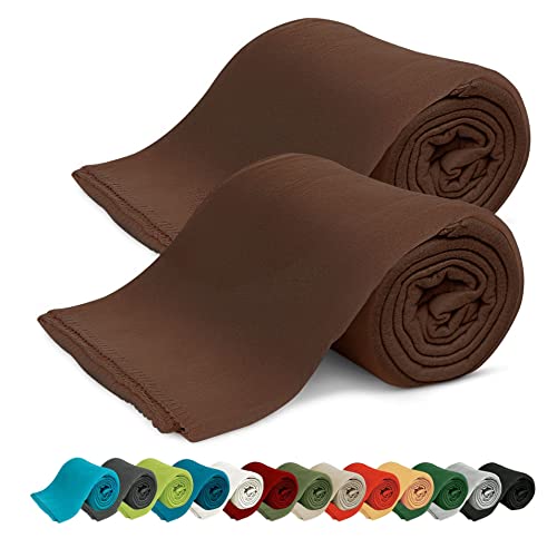 KiGATEX 2er Pack Polar Fleecedecke Uni - Tagesdeckenset - Sofaüberwurf - 130x160 cm - ca. 420g pflegeleicht – Oeko-Tex Zertifiziert - Schoko von KiGATEX