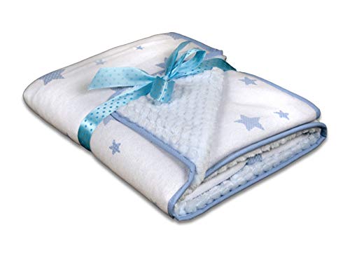 KiGATEX Babydecke Kinderwagen Decke Sterne kuschelig weich 80 x 90 cm (blau) von KiGATEX