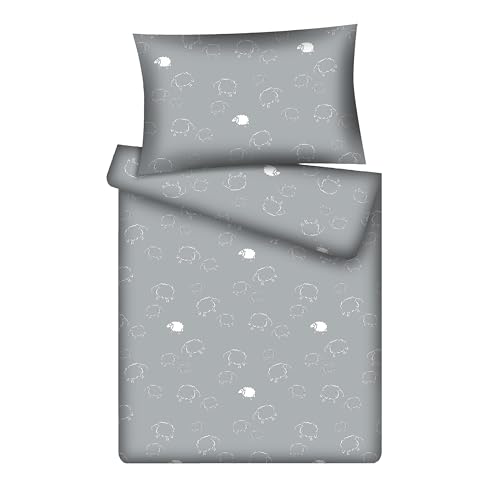 KiGATEX Kinderbettwäsche-Set Schafe weiß/grau mit Reißverschluss – 100% Baumwolle – 2-teilig: Decke 100x135 cm + Kissen 40x60 cm – weich & atmungsaktiv – für Jungen & Mädchen – waschbar bei 60 °C KiGATEX Kinderbettwäsche-Set Schafe weiß/grau mit Reißverschluss – 100% Baumwolle – 2-teilig: Decke 100x135 cm + Kissen 40x60 cm – weich & atmungsaktiv – für Jungen & Mädchen – waschbar bei 60 °C von KiGATEX
