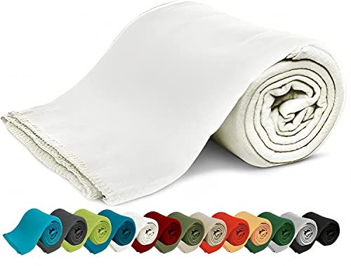 KiGATEX Polar-Fleecedecke – 130 x 160 cm – Oeko-TEX Standard 100 Zertifiziert – Kuschelige Fleece-Decke für innen & außen – Pflegeleicht als Sofa-, Sommer-, Hunde- oder Tagesdecke – Ecru von KiGATEX