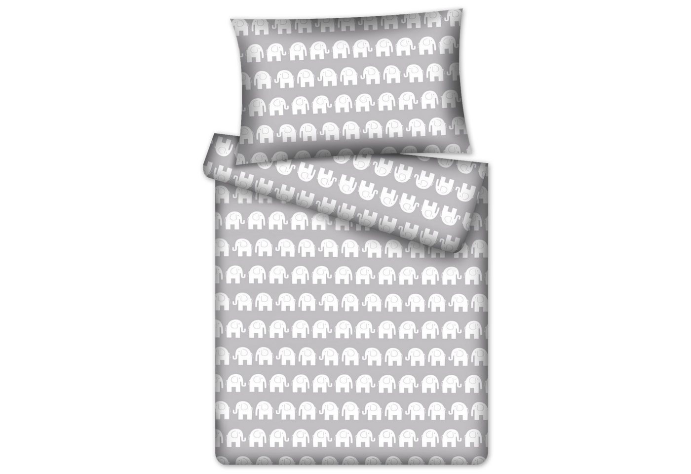 Kinderbettwäsche Kinderbettwäsche Elefanten 100% Baumwolle 40x60 + 100x135 cm, KiGATEX von KiGATEX