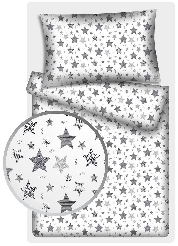 Kinderbettwäsche Stars Vario, 100% Baumwolle, 40x60 cm/100x135 cm, KiGATEX von KiGATEX