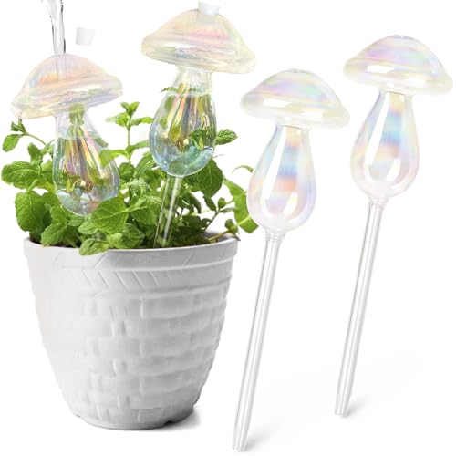 KiKiHeim 4 Stück Pflanzen-Bewässerungskugeln, selbstbewässernde Pflanzgefäß-Einsatz-Spikes, bunte automatische Bewässerungsgeräte, Glas-Wasserbirnen für Innen- und Außenpflanzen von KiKiHeim