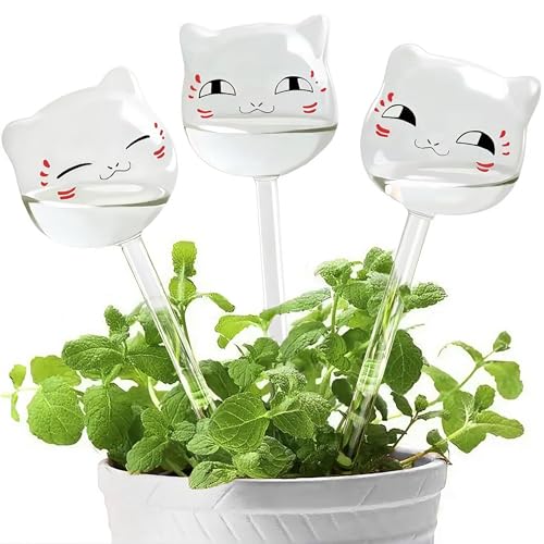 KiKiHome Selbstbewässerungskugeln, Klarglas-Pflanzen-selbstbewässernde Kugeln, Automatische Pflanzenbewässerungsgeräte,3 Katzen von KiKiHeim