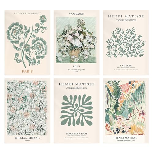 KiKiHong 6 Stück Poster Set Poster Vintage Flower Market Poste Blumen Weinlese Wand Plakat Kunstdrucke 20x25cm Botanik Kunst Abstrakt Blumen für Wände Heimdekoration(Ohne Rahmen) von KiKiHong