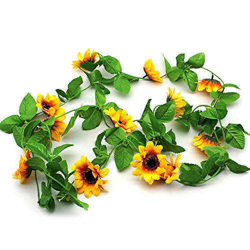 KiKiHong 3 Stück Künstliche Sonnenblumen,Sonnenblumen Girlande,Fake Girlande Reben Hängende für Outdoor Indoor Hochzeit Wand Dekoration, Gelb von KiKiHong