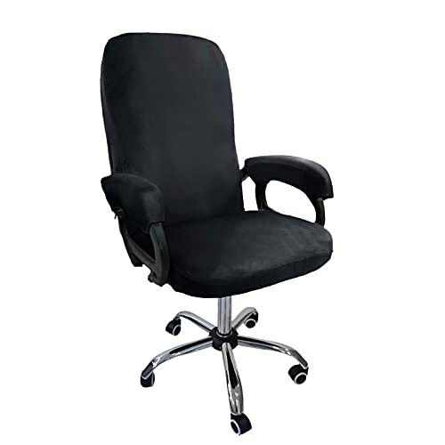 KiKiYe Stretch-Soft-Samt-Bürostuhl-Bezug, Computerstuhl, Chefsessel, Drehstuhl, Schonbezug mit Armlehnenbezügen von KiKiYe