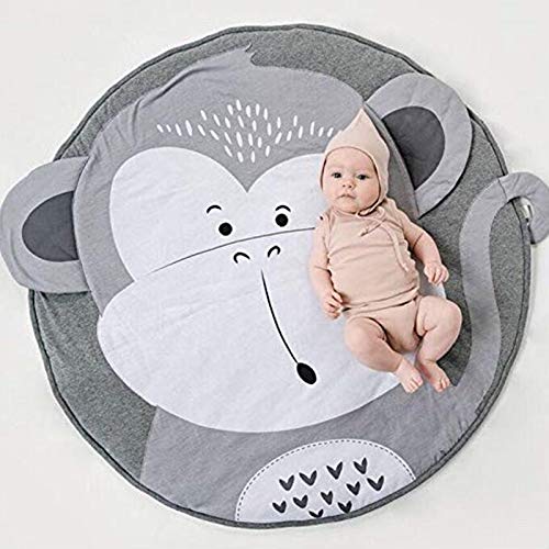 KIKOM Baby Krabbeldecke Cartoon Tier Baby Spielmatte Spieldecke Baumwolle Weiche Schlafteppich für Baby Kinder 90CM (Affe) von KiKom
