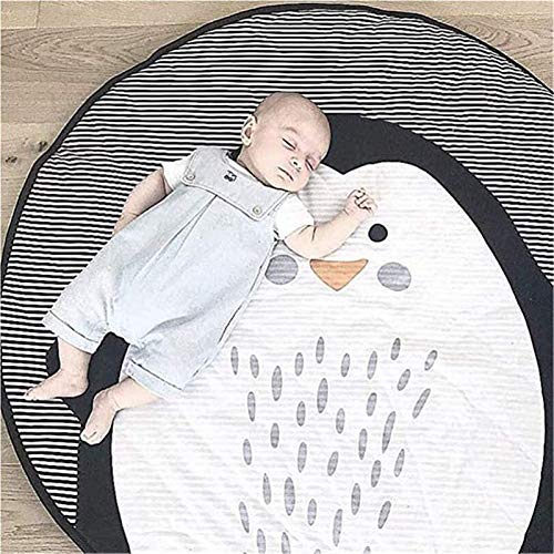 KIKOM Baby Krabbeldecke Cartoon Tier Baby Spielmatte Spieldecke Baumwolle Weiche Schlafteppich für Baby Kinder 90CM (Pinguin) von KiKom