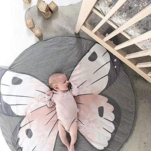 KIKOM Baby Krabbeldecke Cartoon Tier Baby Spielmatte Spieldecke Baumwolle Weiche Schlafteppich für Baby Kinder 90CM (Schmetterling) von KiKom