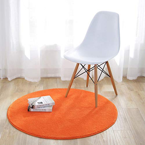 KiKom Einfarbiger Runde Teppich für Wohnzimmer Schlafzimmer Studie Hängen Korb Computer Stuhl Kind Teppich - 110 cm Orange von KiKom